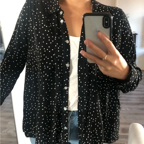 Roxy Black and White Polka Dot Button Up Blouse - Picture 5 of 8